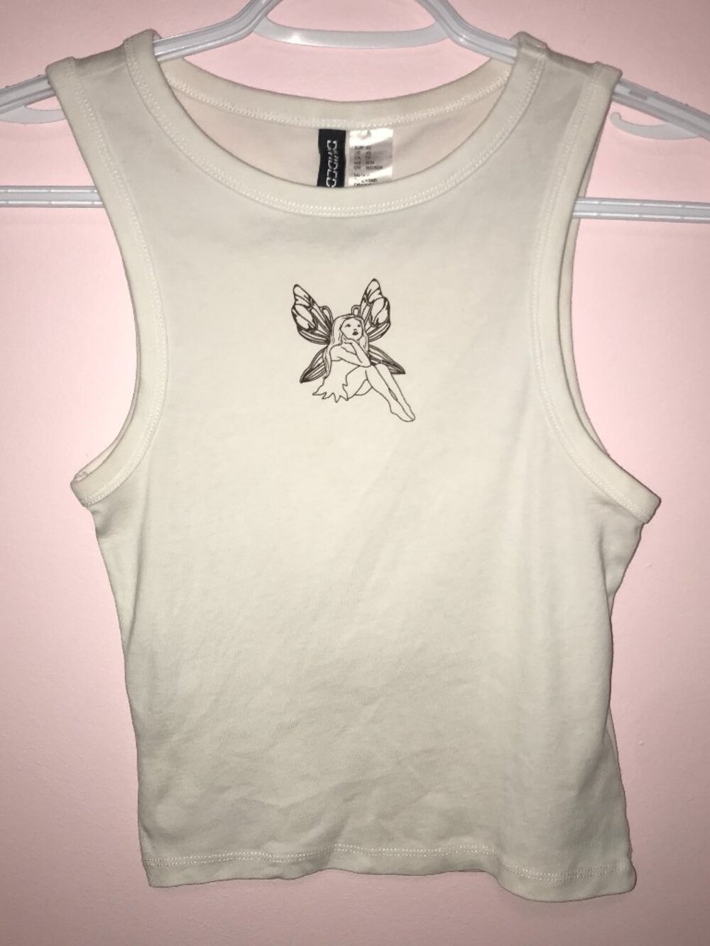 H&M Divided Racerback Cream Tank Top w/ Fairy Graphic